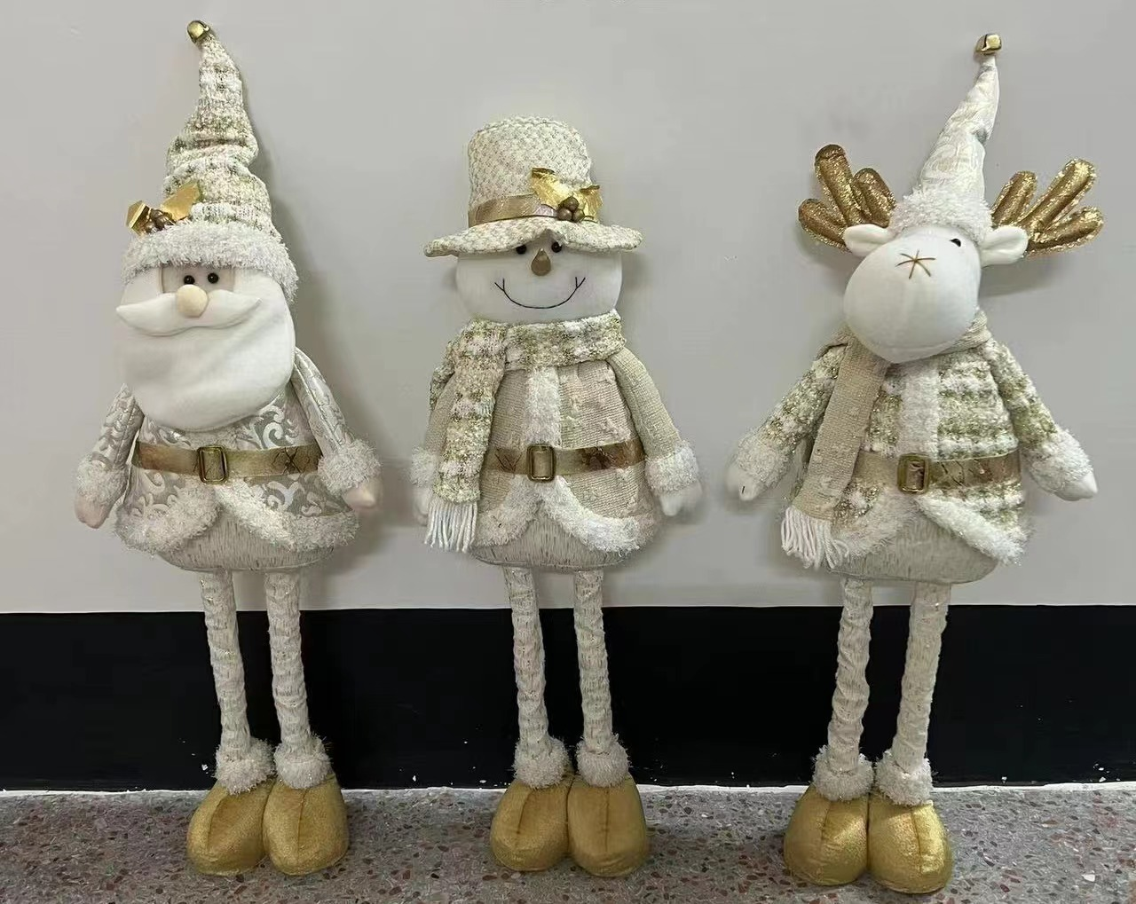 60伸缩浅金老人雪人鹿三色混